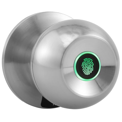 Smart Door Knob Stable Fingerprint Door Knob with 3 Keys APP/Key/Fingerprint Control Door Lock Safe 3 Ways Unlock Door Knob Emergency Charging Door Lock for Interior Doors(Silver)