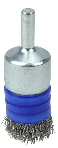 Image of Weiler 11113 0.0104 inch Wire Size, 302 Stainless Steel Bristles, Banded, Solid End, Stem-Mounted Crimped Wire End Brush, Made in The USA (Pack of 10)