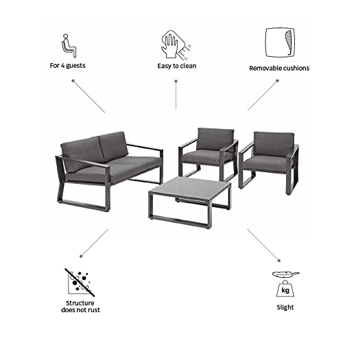NATERIAL - Gartenmöbel Set LYRA - Lounge Set - 4 Personen - 1 Outdoor-Sofa - 2 Gartensessel - 1 Outdoor-Couchtisch… – Bild 3