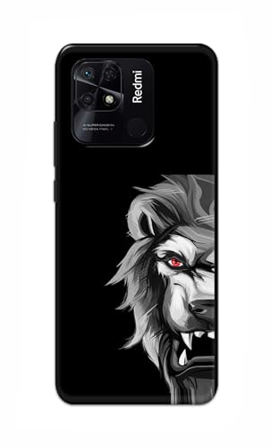 Image of Plastic Printfidaa Printed Hard Back Cover Case For Redmi 10 | Redmi 10 Power Back Cover (Angry Lion) -112