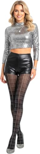 Image of ToBeInStyle Women's Argyle Checkered Diamond Rhombus Net Opaque Sheer Tights Pantyhose