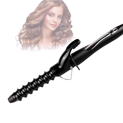 Image of Spiral Curling Wand with Clamp - 32mm Ceramic Hair Iron for Tight to Loose Curls and Crimping Waves, Adjustable Temperature