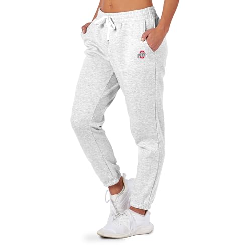 NCAA Ohio State Buckeyes Women's Tapered Joggers with Pockets, Comfort-Fit Lounge Pants, Stretch Athletic Sweatpants for Running, Travel, Yoga, Gym, Workout, Casual Daily Wear, Small Heather Grey