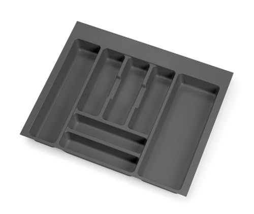 emuca Besteckeinsatz Optima für Schrankbreite 60 cm, Rand schneidbar (B 504-536 x T 418-482), Kunststoff, Anthrazitgrau