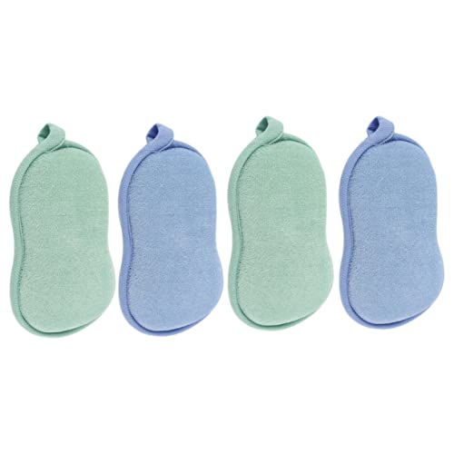FONDOTIN 4 piezas Esponjas de Baño Dobles para Bebés Esponjas Exfoliantes Suaves para Ducha Infantil Masajeadoras y Limpiadoras de