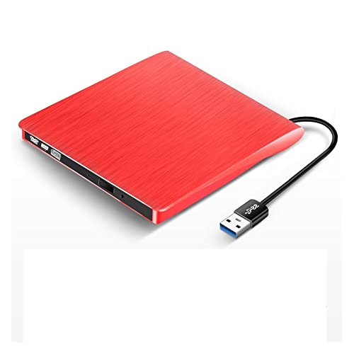USB 3.0外部ドライブ DVD-ROM DVD RW CDカラーバーナープレーヤーポータブルリーダースリムラップトップ パソコンコンピューター(Red)