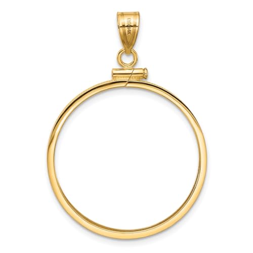 Generic 14k Polished 27.0mm x 2.35mm Screw Top Coin Bezel Pendant, Yellow2