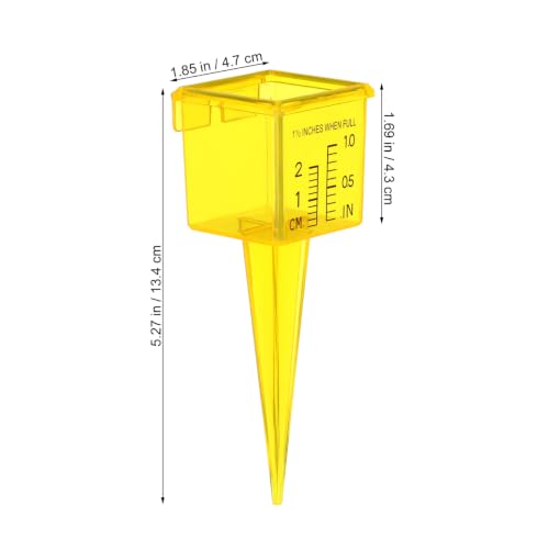 Image of Housoutil 2Pcs Rain Gauge Sprinkler Outdoor, 1.5 Inch Lawn Water Gauge, Measuring Tool for Accurate Rainfall Monitoring, Yellow Precision Measuring Cups for Garden Yard and Grass Watering