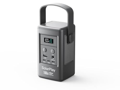 SOLARPLAY - Banco de energía solar de 92.5 Wh, batería externa de 25000 mAh, cargador de teléfono de batería de 100 W, banco de carga para festivales y vacaciones