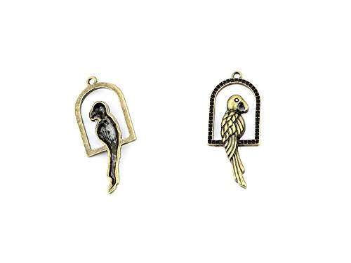 Qty 15 Pieces B16108 Cage Parrot Ancient Antique Bronze Jewelry
