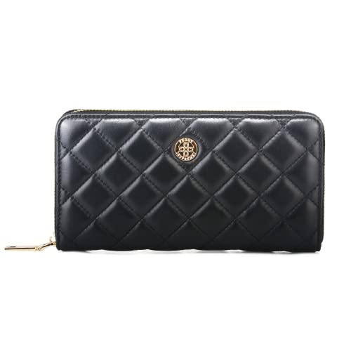Luxury Black Quilted Leather Long Zipper Wallet Clutch Credit Card Holder Zip Around Wallet Coin Purse Business Card Holder Gift for Women Gift for Girl2
