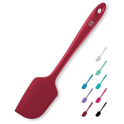 DI ORO - Large Silicone Spatula - 600ºF Heat-Resistant Spatula - Seamless Design - Pro-Grade Non-Stick Silicone Rubber with Reinforced Stainless Steel S-Core Technology (RED) Cover