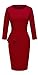 Homeyee Women's Chic Wear to Work Crew Neck Pencil Dress B228 (L, Red)