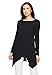 Lock and Love WT953 Womens Round Neck Long Sleeve Rib Trapeze Tunic Top XXL Black