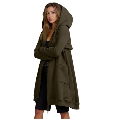 Sweat à capuche femme hiver long pour stopper le froid : veste polaire zippée grand confort