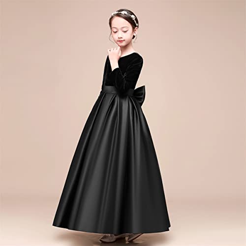 Velvet Long Sleeve Girl's Party Flower Girl Dress Prom Ball Gown Pageant Dress4
