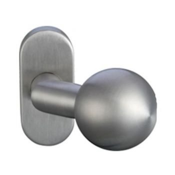 Edelstahl Türknopf gekröpft auf Ovalrosette fest gelagert nicht drehbar thumbnail