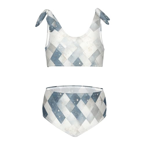 KLL Silver Glitter Pattern Shiny Sparkles Girls' Two Piece Bikini Set Quick-Dry Swimsuits Swimwear Cute Shoulder Strap