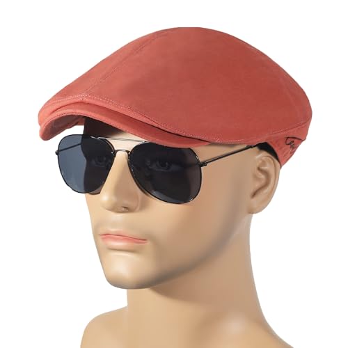 Image of ZLYC Men Cotton Flat Cap Summer Scally Ivy Gatsby Newsboy Beret Driver Cabbie Hunting Hat