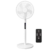 Generico Ventilatore a Piantana con Telecomando 16" 65W, Ventola Silenziosa con 8 Velocità, Oscillazione Automatica 90°, Timer 9 Ore, Altezza Regolabile 74-110 cm, Display Digitale, Bianco