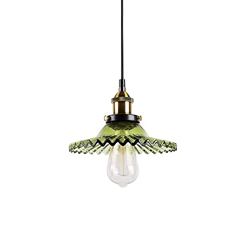 Candelabro, Colgante de Vidrio de Vidrio V-Integry Iluminación de iluminación Verde Luz de luz Retro Ajustable Ajustable Pequeño Colgante Iluminación for la Cocina Isla Sala de Estar Habitación Dormi