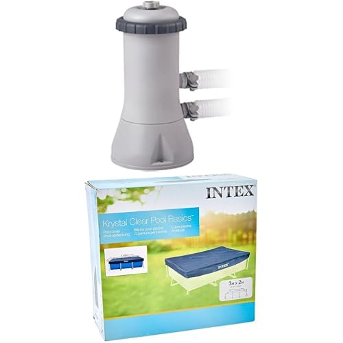 Intex 28638 Depuradora De Cartucho Filtros Tipo A, 3785 L/H + 28038 Cobertor Piscina Rectangular Prisma/Small Frame 300 X 200 Cm