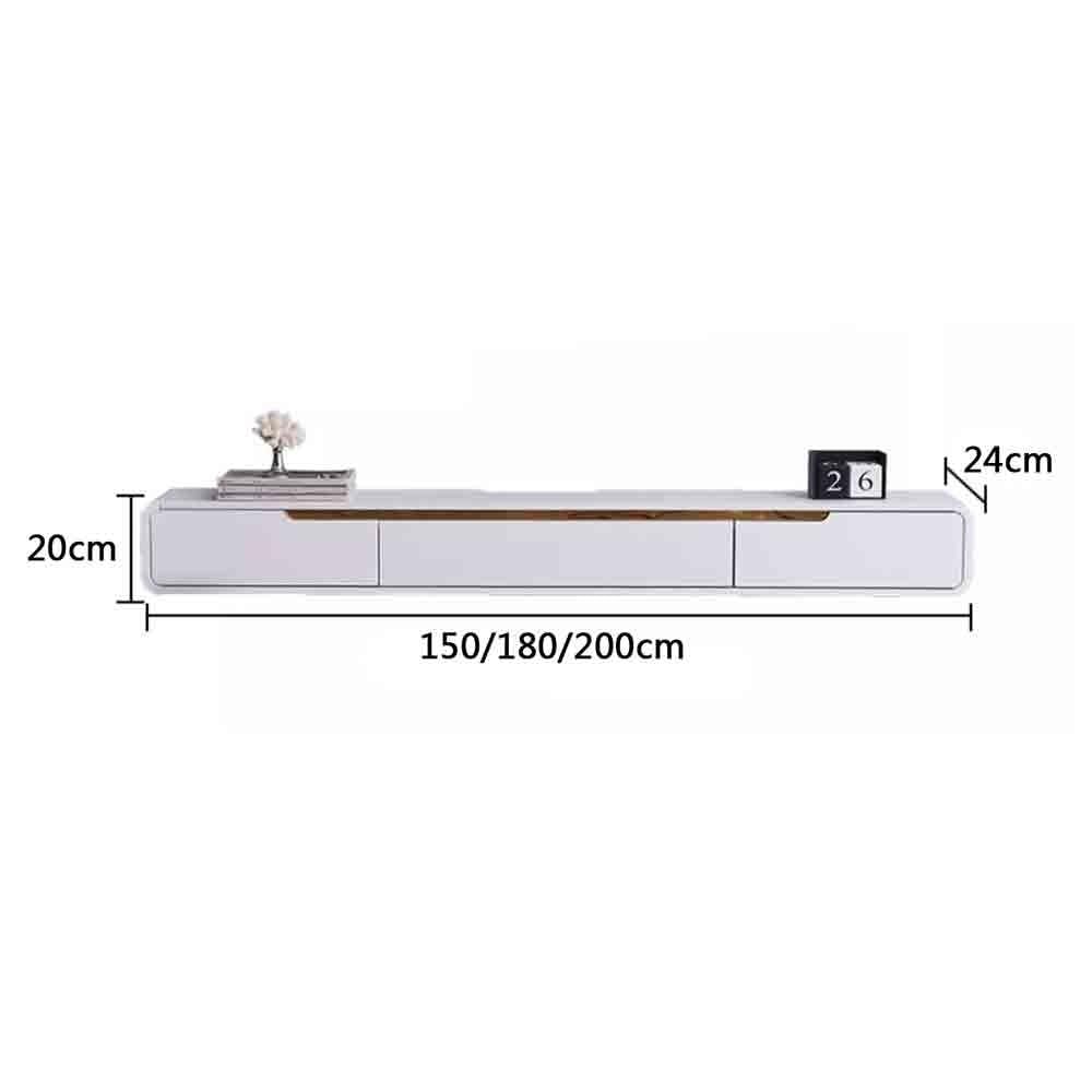 Meuble TV Moderne Meuble TV Flottant avec Armoire à Porte Rabattable et 2 tiroirs(Dark Gray,180x24x20cm)
