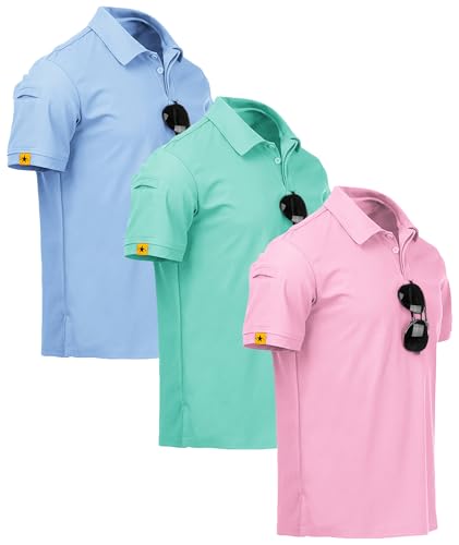 ZITY 3 Pack Mens Polo Shirt Short Sleeve Sports Performance
