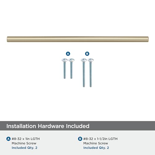 Image of Amerock 8-13 /16 inch Bar Pulls Golden Champagne Drawer Pull | 8-13 /16 inch (224mm) Center-to-Center Mounting Distance and 11-3 /16 inch Overall Length, Durable Carbon Steel Cabinet Hardware