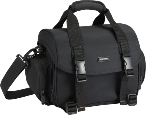 Image of Amazon Basics Large DSLR Gadget Bag, Black with Orange Interior, Solid (Pack of 6)