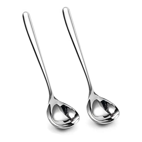 IMEEA 8-inch Soup Ladle Small Ladle SUS304 Stainless Steel Serving Ladle Sauce Ladle, Set of 2 Cover