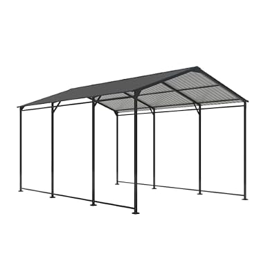 Heavy Duty 10x15 Metal Carport with Galvanized Steel Roof & Frame - Outdoor Storage Shed for Cars, Boats & Trucks, Gray
