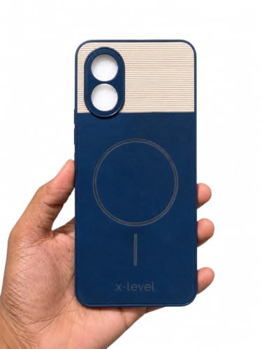 Image of Bintage Dual-Leather 2in1 Phone Case| Soft Touch Finish | Full Camera Protectection Back Cover Compatible for Oppo CPH2591 /Oppo A18 4G - Blue & White