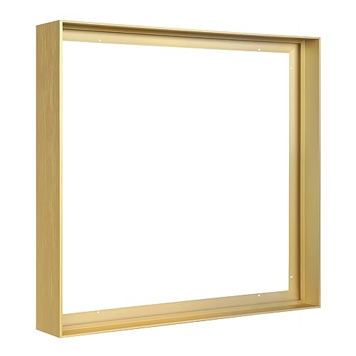 FOLKOR Canvas Floater Frame for 20x20 Oil Paintings, DIY Metal Square Floating Frame with 1.5 Inch Deep for Art Prints Artwork Landscape Portrait Living Room Wall Decor (Gold)