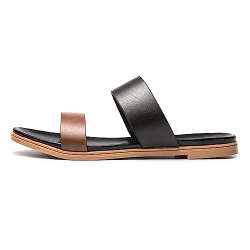 Image of LM Women's Slide Sandals Two Band Slip On Flat Sandals Casual Summer Sandals