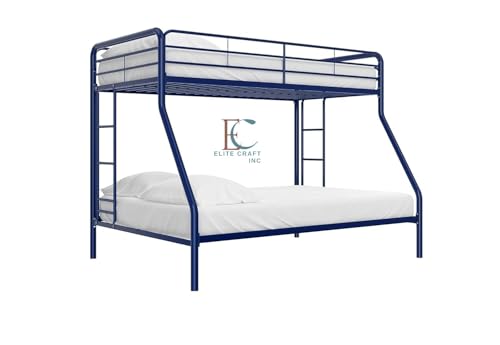 ELITE CRAFT INC Twin-Over-Full Bunk Bed with Metal Frame and Ladder, Space-Saving Design, Blue - Image 8