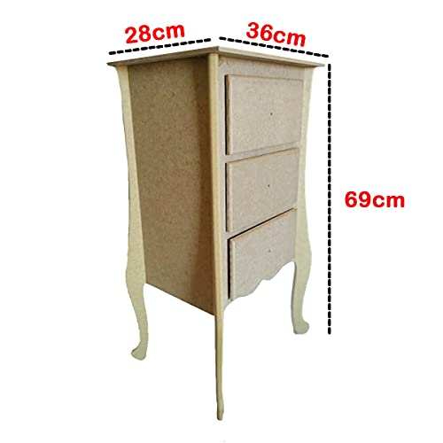 Mesa de Cabeceira Colonial Com 3 Gavetas P/Quarto Sala Decoração