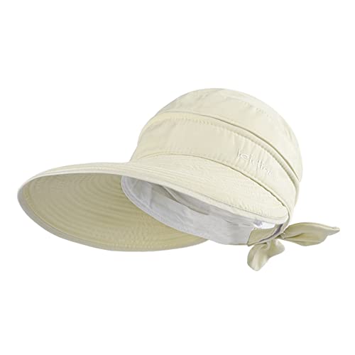 Chapeau de Soleil pour Femme Casquette Visière Amovible Chapeau Pliable à Large Bord Protection UV Capeline Réglable Chapeaux d'été Coton Chapeau de Seau Respirant pour Plage Voyage Vacances – vue 5