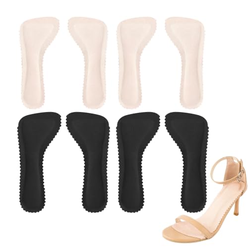 Image of SooGree Adhesive High Heel Insoles Women 3 /4 Cushioning Inserts, Anti-Slip Invisible Slim Inserts Liners Ball of Foot & Arch Support Insoles Sponge Leather Relieve Pain (2 Pairs Black / 2 Pairs Beige)