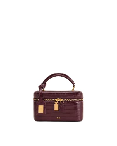 JW PEI Bolsa feminina Cleo com alça superior em formato de caixa, Borgonha, 7.1'W x 4.5'H x 3.1'D (18 x 11.5 x 7.8 cm)
