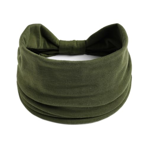 Image of XFYT Super Soft Fabric Hairbands for Men and Women | Soft Absorbent Trendy Wide Premium Stretchable Sports Headband (Olive Green)