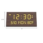 Kogonee Wooden Digital Alarm Clock, 0-100% Dimmer, 2 Alarm Settings, Weekday/Everyday Mode, 9 Mins Snooze, 12/24H, Temperature and Date Display for Office, Travel, Bedroom Alarm Clock (Brown) - Image 2