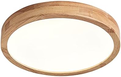 Schindora houten LED-plafondlamp, 28W warm wit 3000K 2240 LM, ronde houten plafondlampen ﾘ40cm voor lounge woonkamer keuken eetkamer thuiskantoor kinderkamer