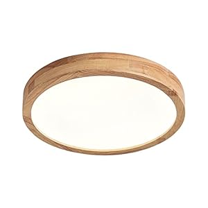 Plafonnier LED en bois, 28 W, blanc chaud, 3000 K, 2240 lm, plafonnier rond en bois Ø 40 cm, pour salon, cuisine, salle à manger, maison, bureau, chambre d’enfant