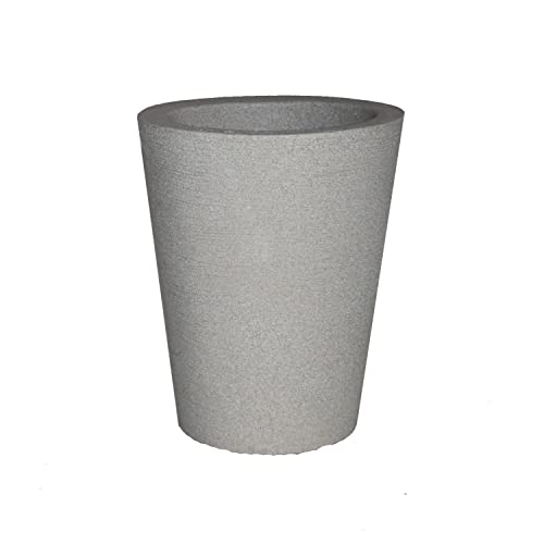 Vaso Planta Decorativo Jardim Polietileno Coluna Redonda 23x28 Cor:Cinza
