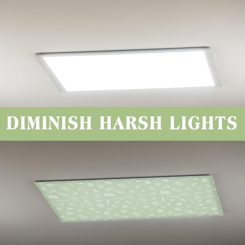 Image of VIHOSE 6 Pcs Fluorescent Light Covers for Ceiling Lights Classroom Magnetic Light Covers Classroom Filters Office School Drop Ceiling, 4 x 2 ft(Stationery)
