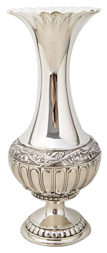 Decorative Vase, Elegant Metal Vase with Silver Finish, Modern Table