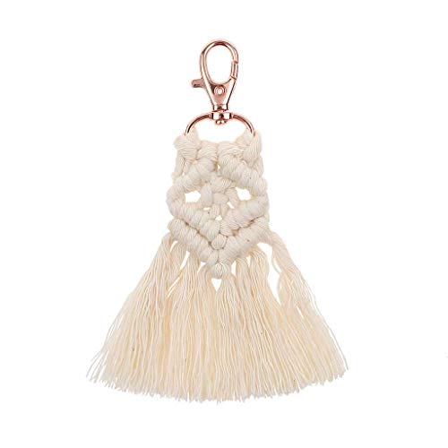 Preisvergleich Produktbild Mikiya Tassel Schlüsselanhänger für Frauen Boho Schlüsselanhänger Keyring Makramee-Taschen-Charme-Auto hängende Schmuck-Geschenk für Freunde