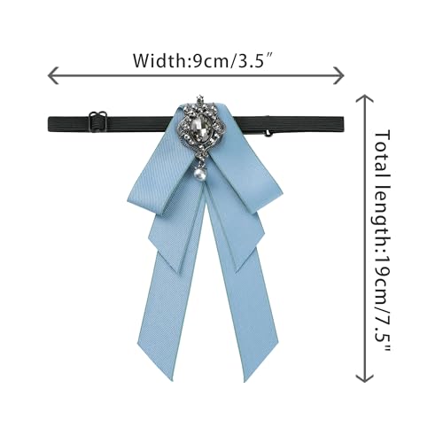 Image of Women's Ribbon Brooch Necktie Rhinestone Bow Ties for Elegant Chic