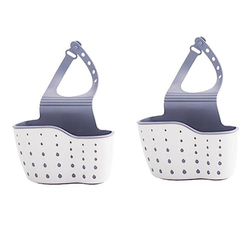 SHOWERORO 2pcs Dual-Layer Kitchen Sink Hanging Storage Basket Sponge Holder Drain Adjustable Design for Easy Attachment for Kitchen Organization and Draining